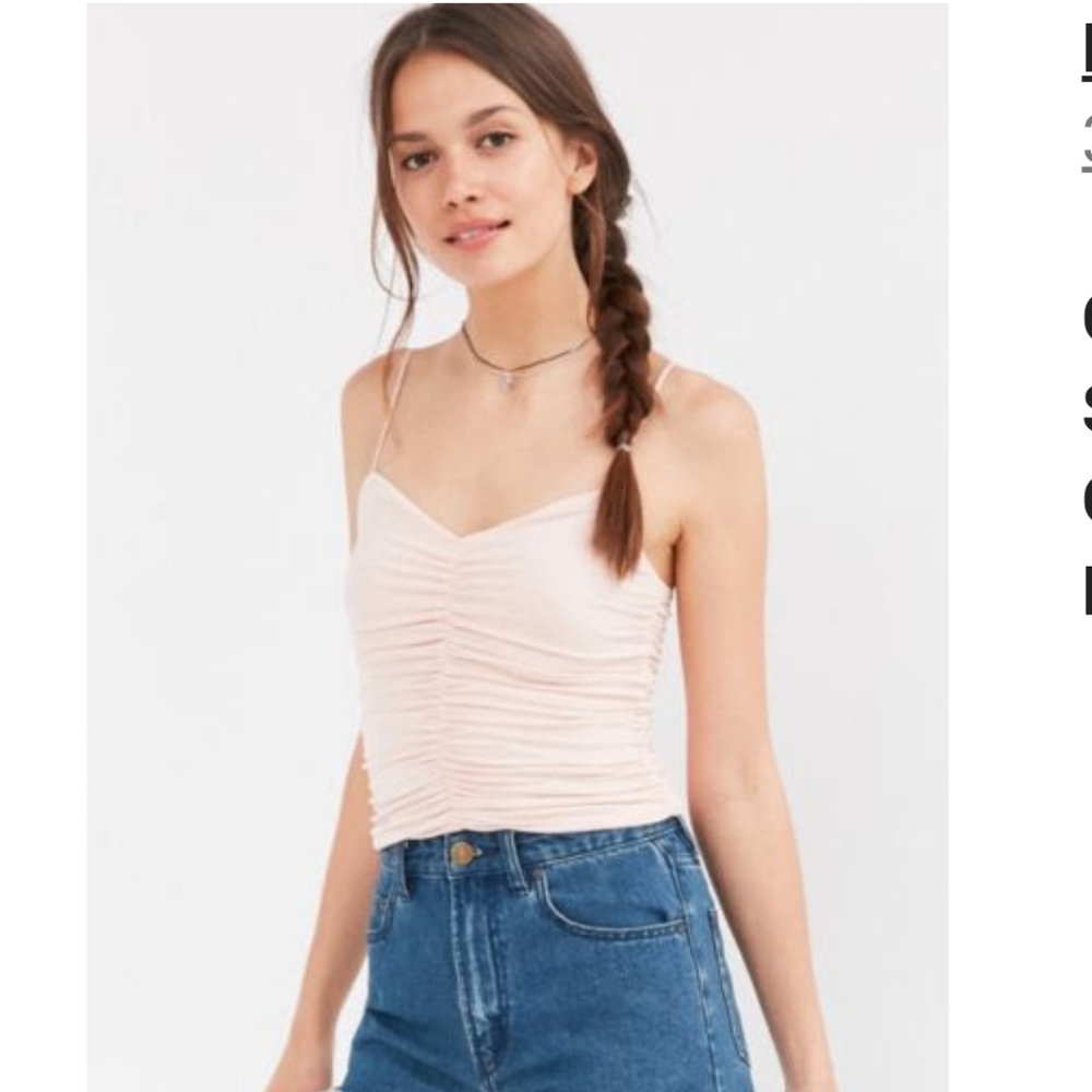 UO KB Aria Ruched Top Pink